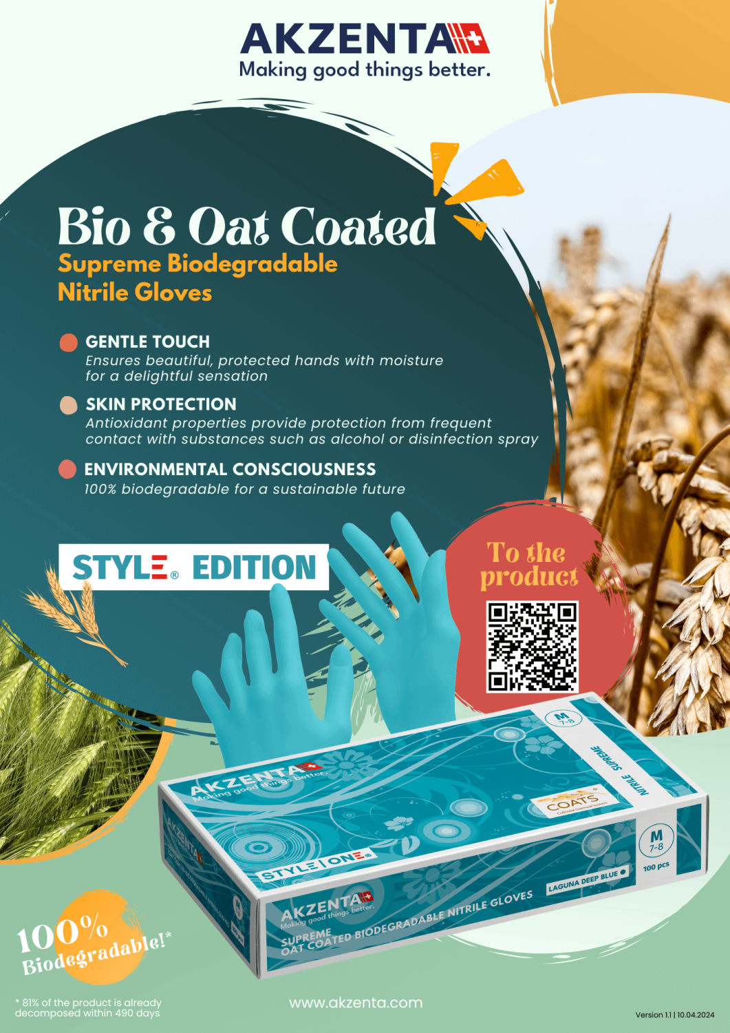 Bio & Oat Coated Nitrile Gloves – Akzenta International SA, Arbeitskleidung - Arbeitsschutz