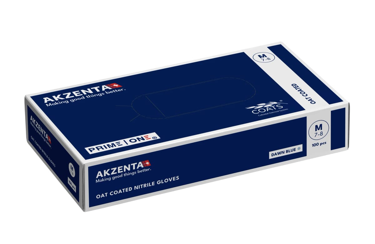 Oat Coated Nitrile Gloves - Dawn Blue (L - XS) – Akzenta International SA, Arbeitskleidung - Arbeitsschutz