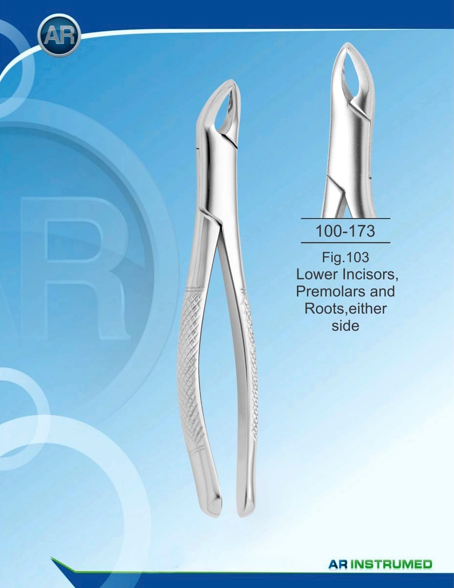 Fig.103 Lower Incisors, Premolars and Roots,either side – AR Instrumed, Extraction Forceps