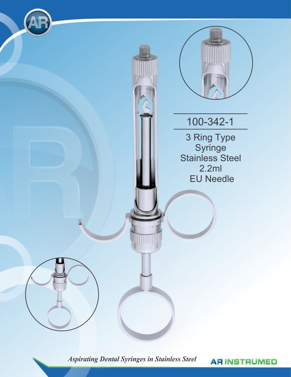 3 Ring Type Syringe Stainless Steel 2.2ml EU Needle – AR Instrumed, Anästhetika zur Injektion