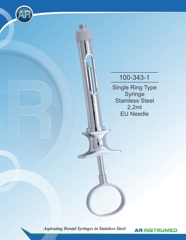 Single Ring Type Syringe Stainless Steel 2.2ml EU Needle