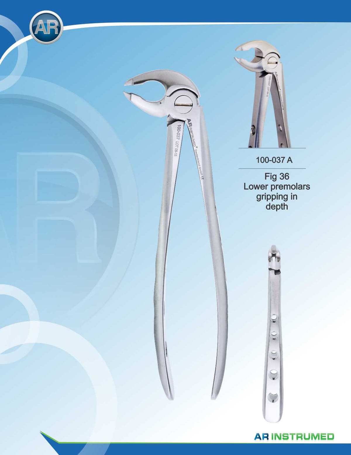 Fig.36 Lower Premolars Gripping in Depth – AR Instrumed, Extraction Forceps