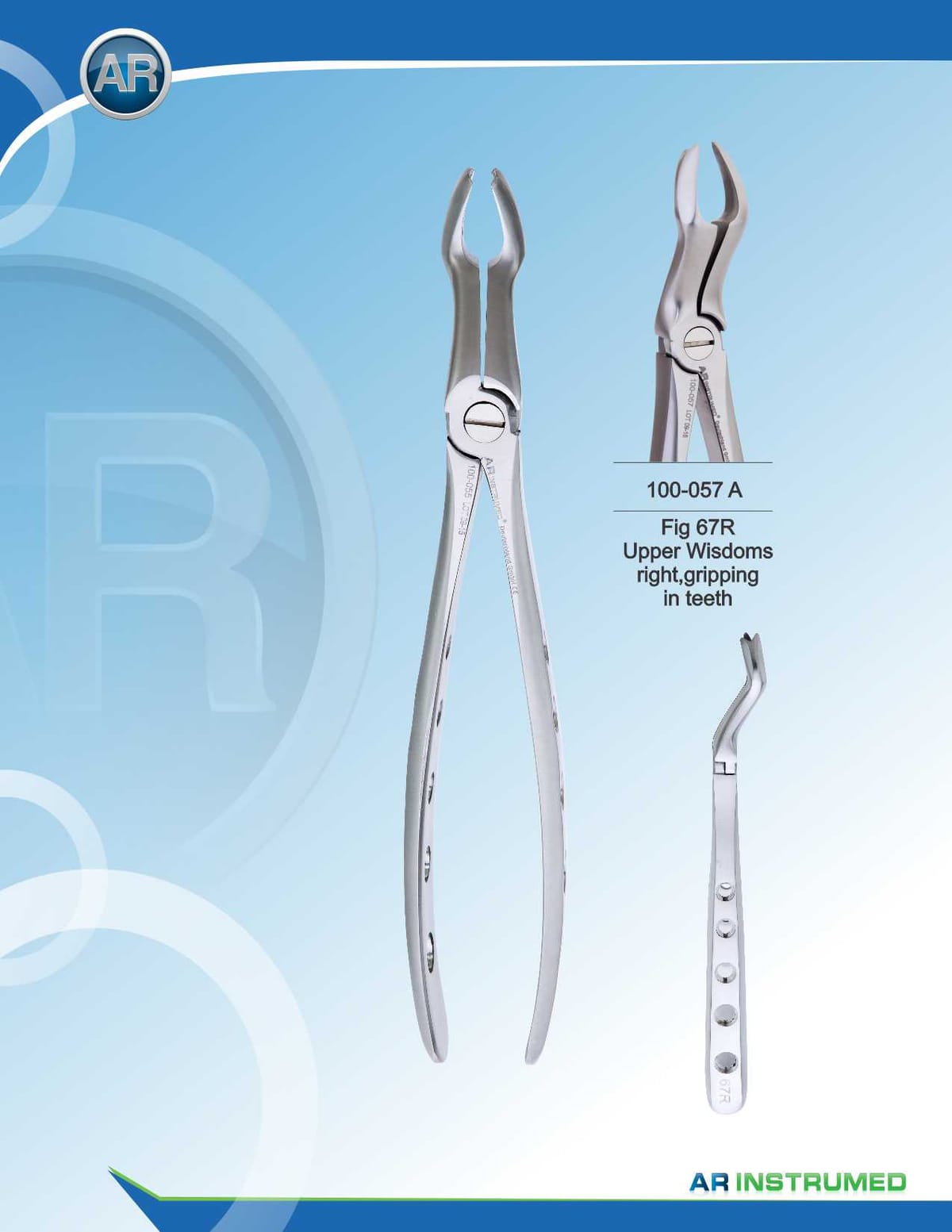 Fig.67R Upper Wisdom Right, Gripping in Teeth – AR Instrumed, Extraction Forceps
