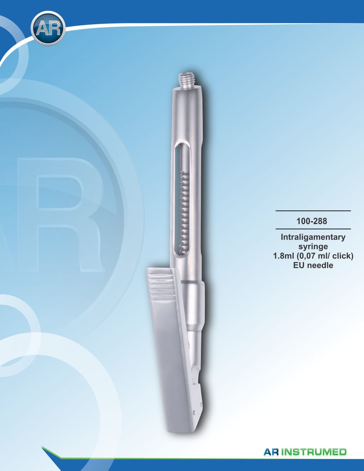 Syringe 1.8ml (0.07 ml/ click) EU Needle – AR Instrumed, Spritzen