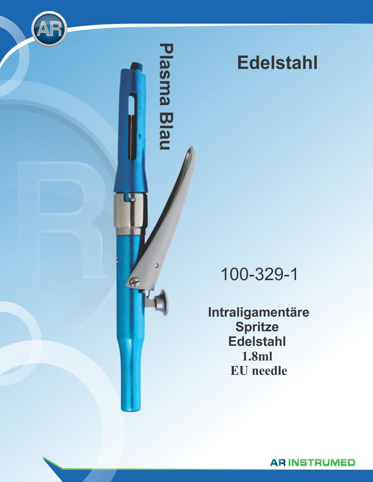 Syringe Stainless Steel 1.8ml EU Needle Blue Plasma – AR Instrumed, Anästhetika zur Injektion