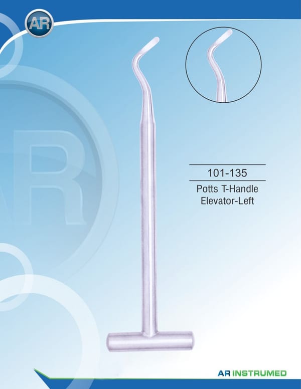 Root Elevator Potts T-Handle Elevator-Left