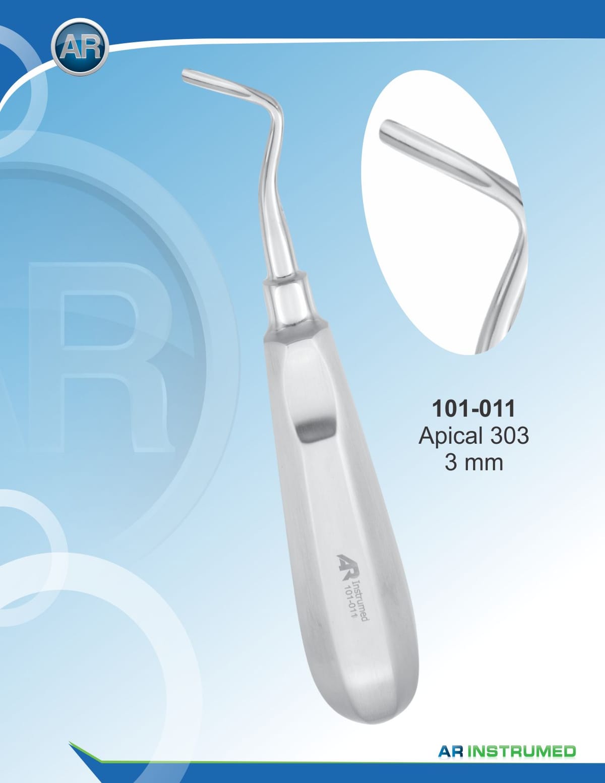 Apical 303 Root Elevator 3mm Right – AR Instrumed, Root Elevators
