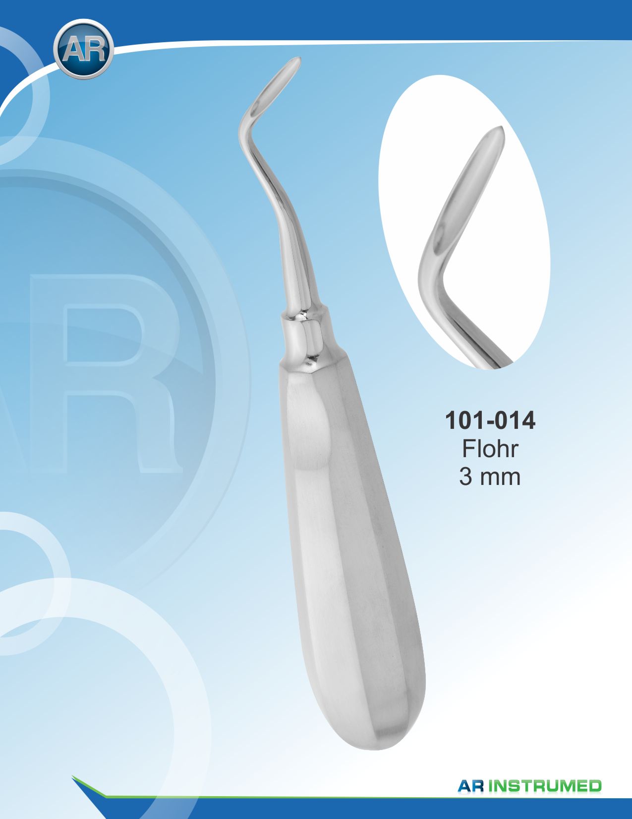 Flohr Root Elevator 3mm Left – AR Instrumed, Elevators