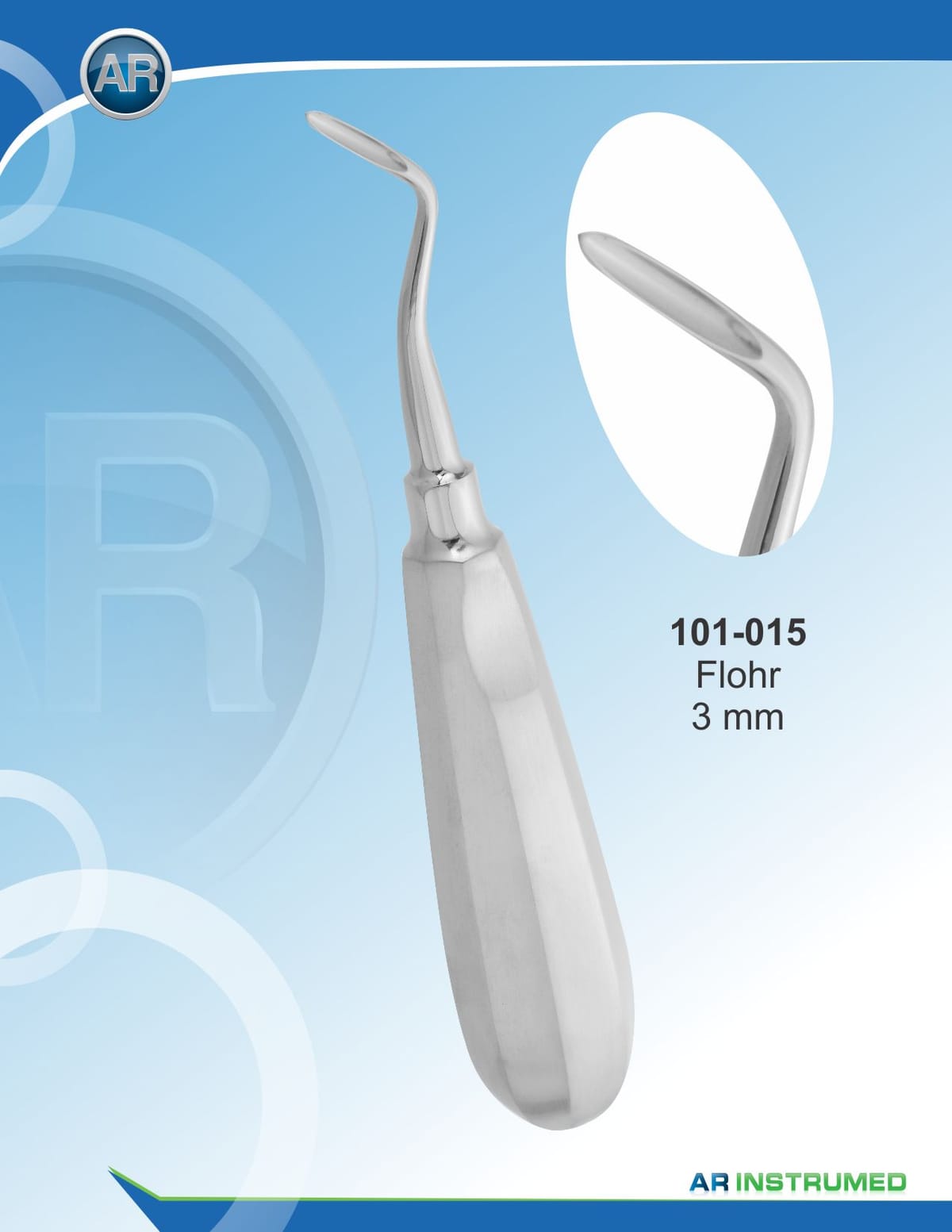 Flohr Root Elevator 3mm Right – AR Instrumed, Root Elevators