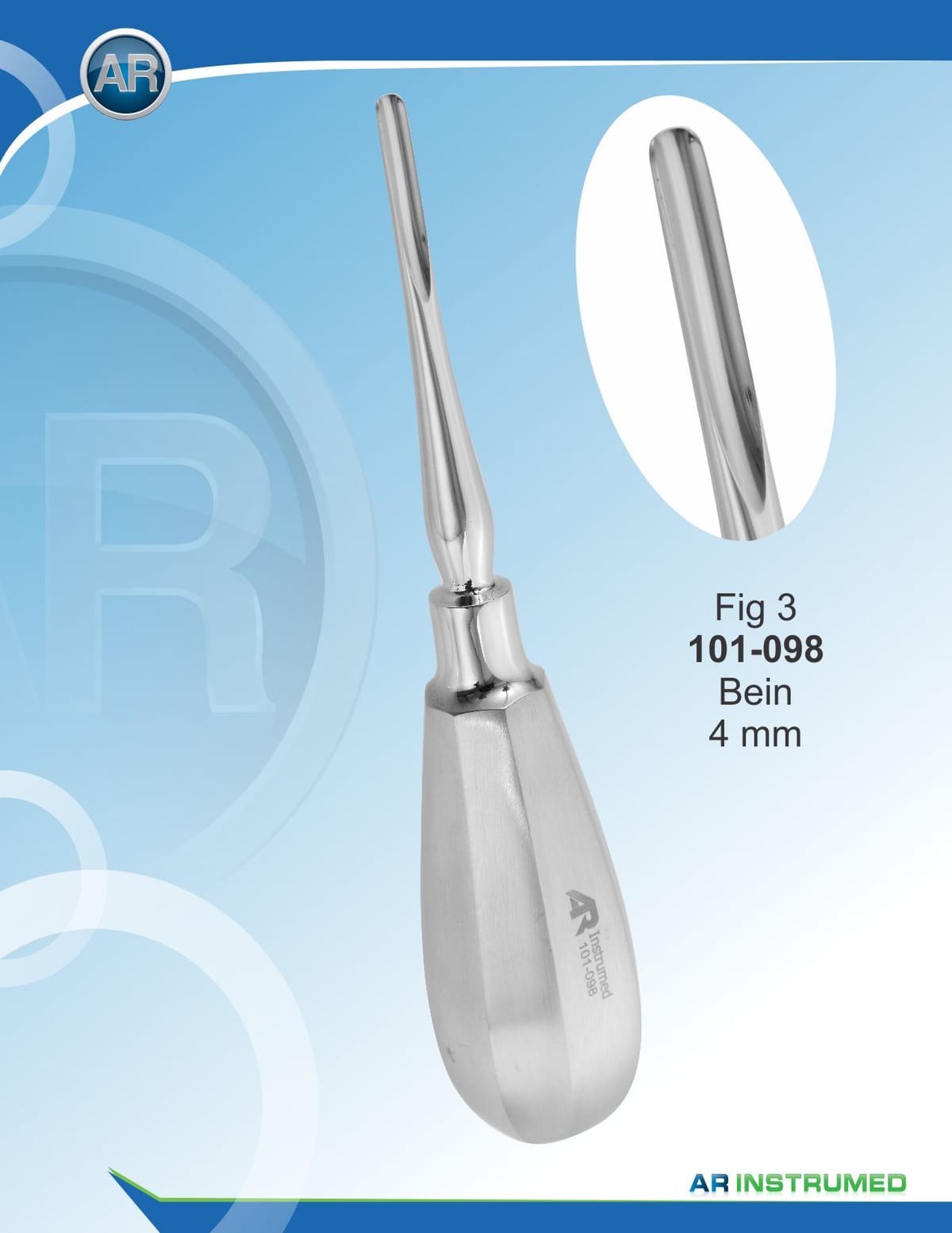 Fig.3 Bein Root Elevator 4mm – AR Instrumed, Root Elevators