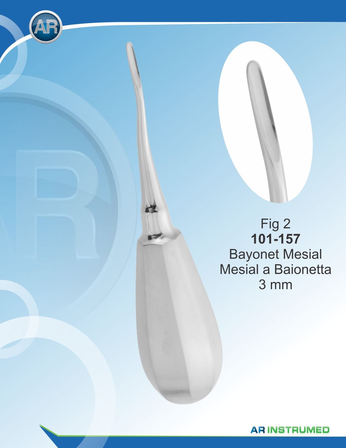 Fig.2 Bayonet Mesial 3mm – AR Instrumed, Root Elevators