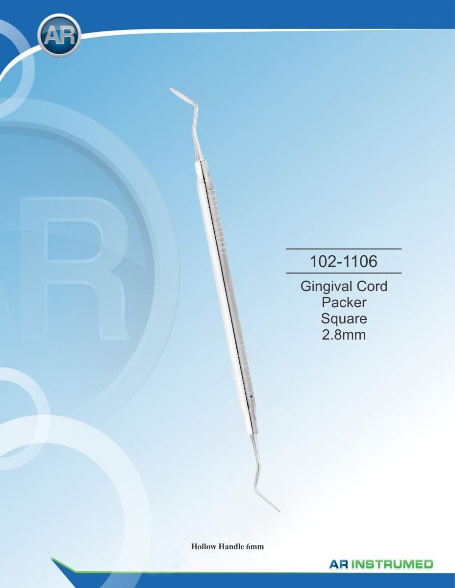 Gingival Cord Packer Square 2.8mm Solid Handle 6mm – AR Instrumed, Retraktionsfäden / -ringe
