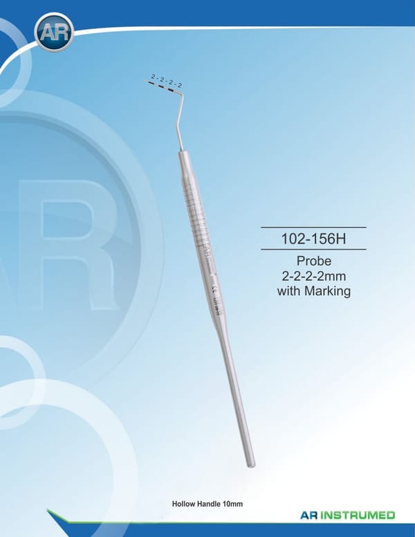 Parodontialsonden 2-2-2-2mm with marking Hollow Handle 10mm