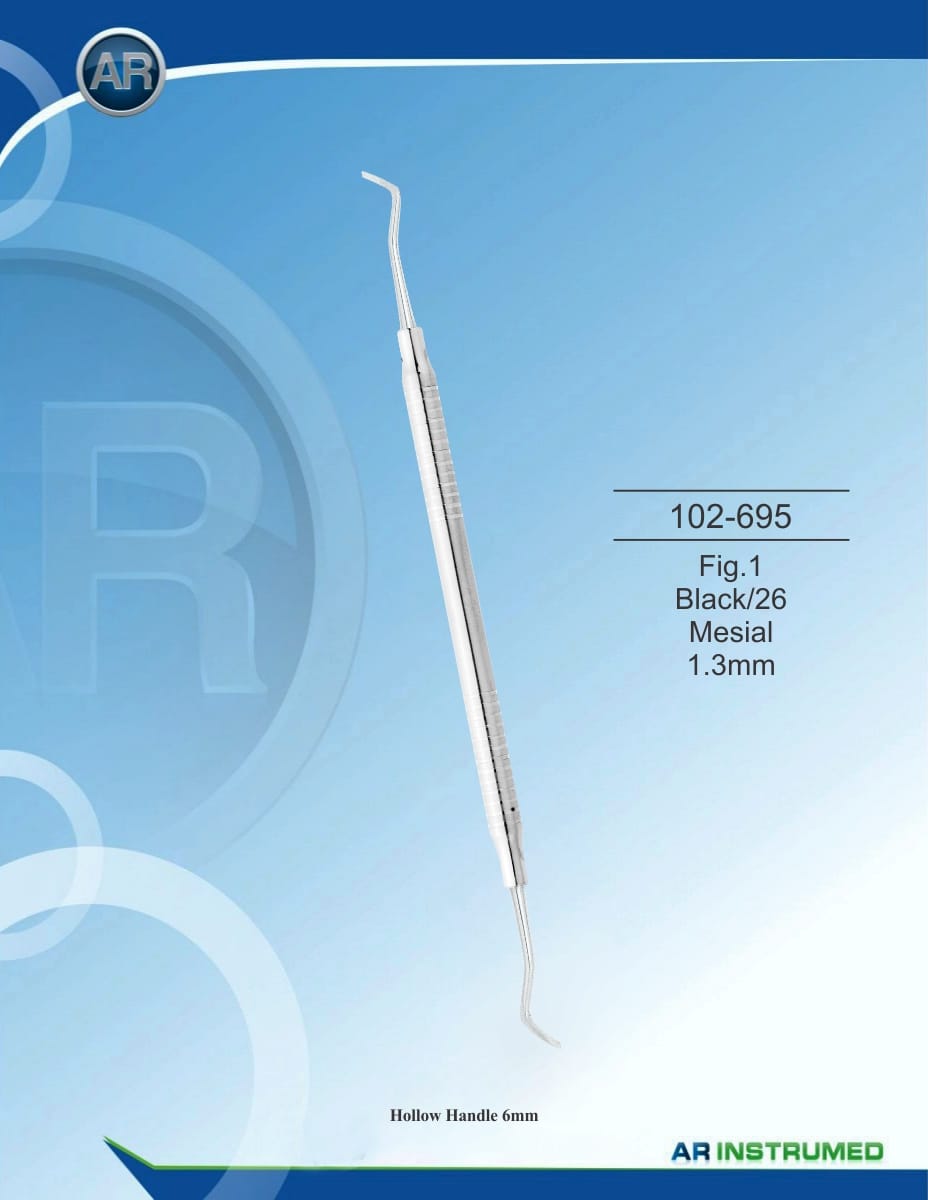 Fig.1 Black/26 Mesial 1.3mm Solid Handle 6mm – AR Instrumed, Füllungsinstrumente