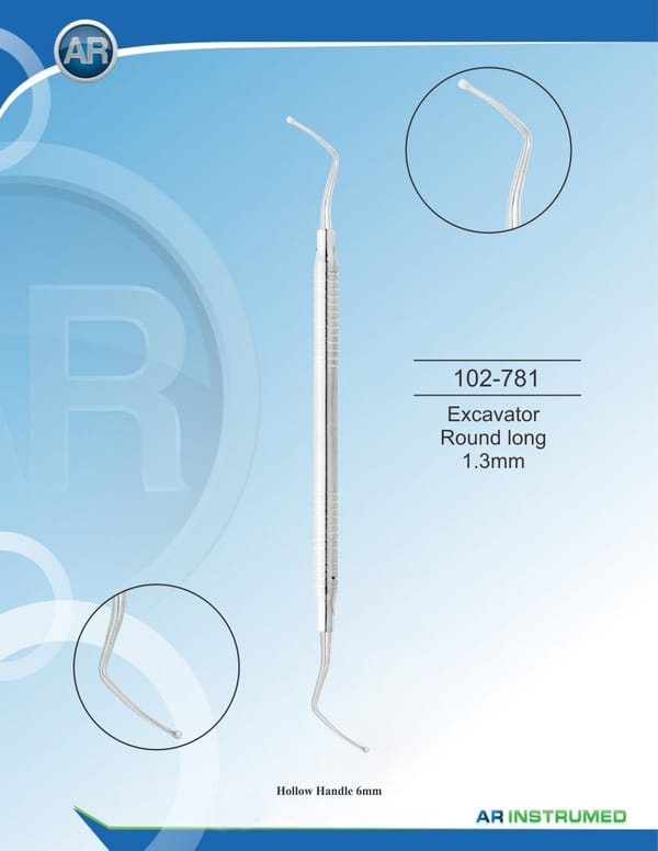 Excavator Round long 1.3mm Solid Handle 6mm