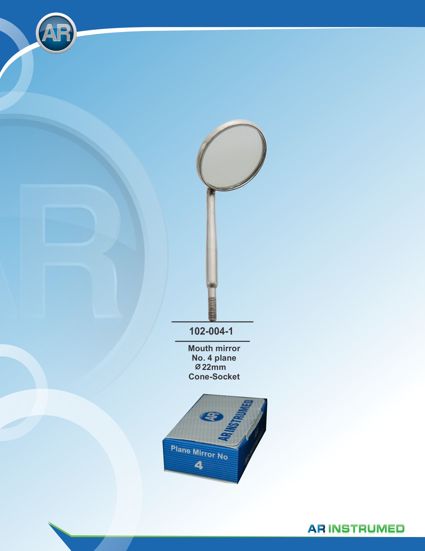 Mouth Mirror No.4 Plane 22mm Cone-Socket
