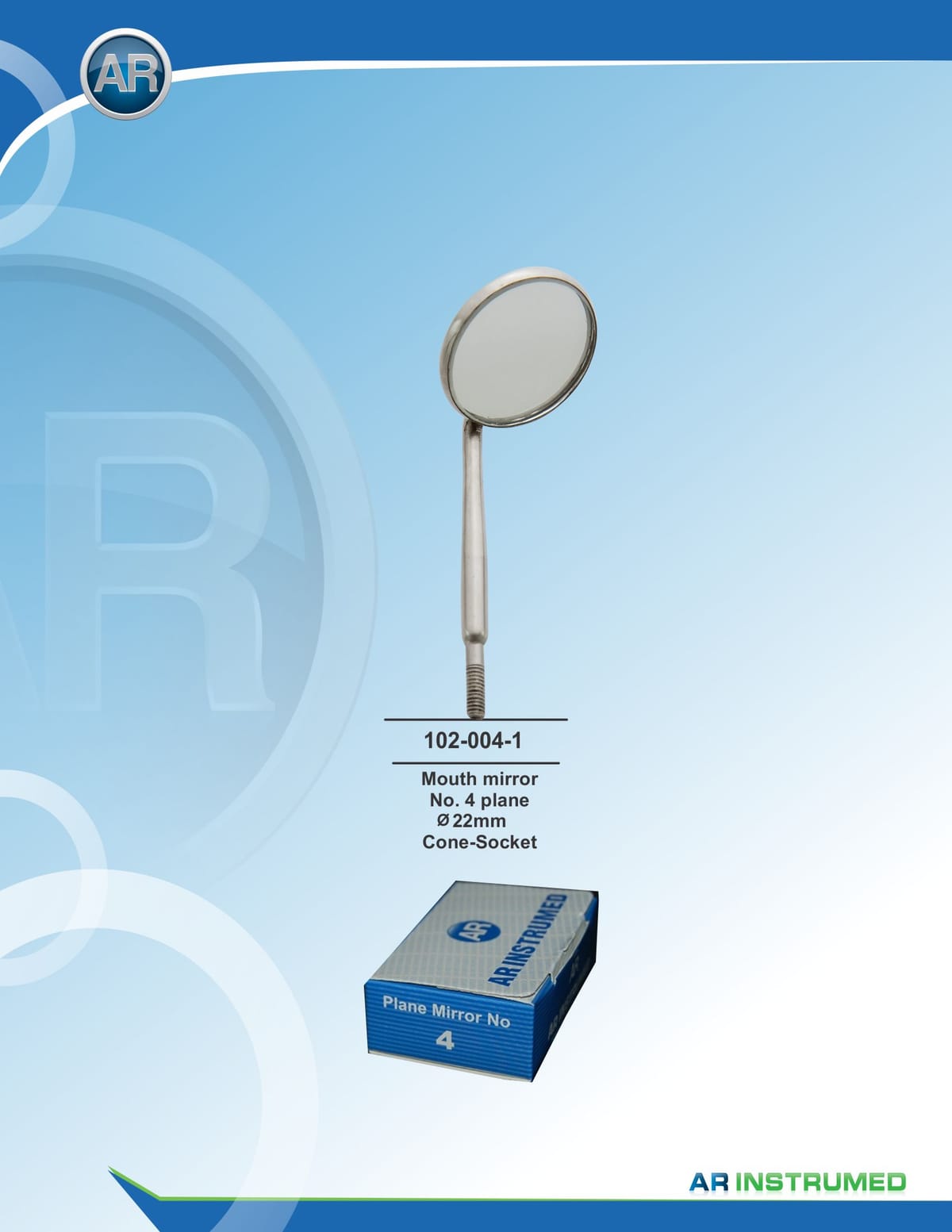 Mouth Mirror No.4 Plane 22mm Cone-Socket – AR Instrumed, Sonden
