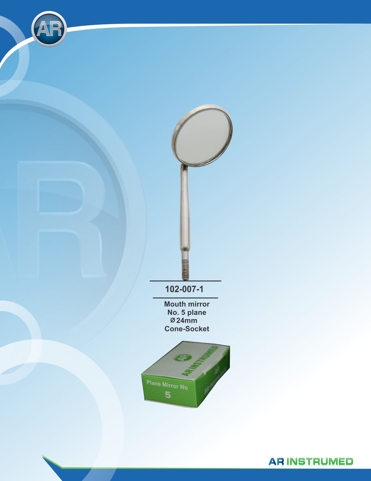 Mouth Mirror No.5 Plane 24mm Cone-Socket – AR Instrumed, Sonden