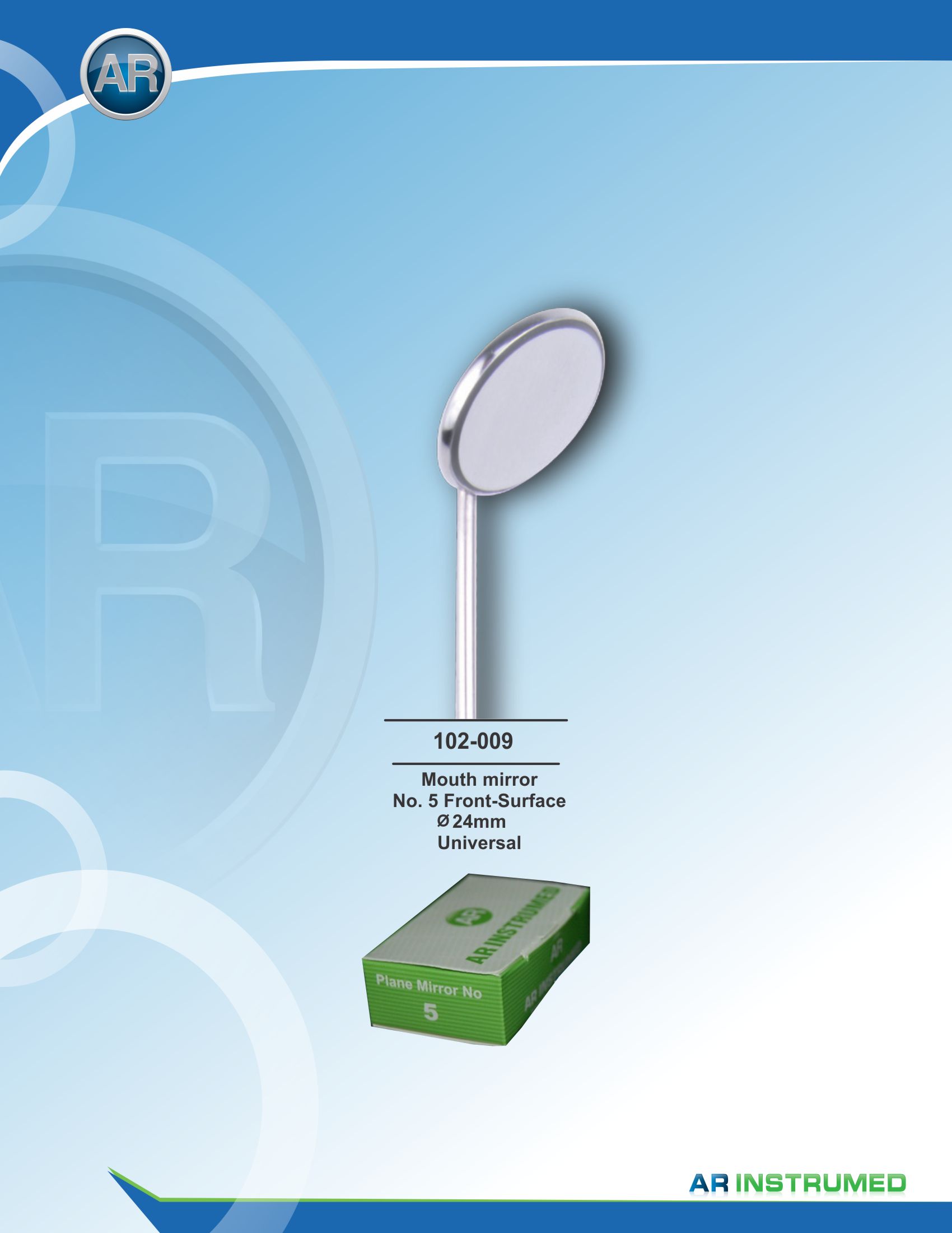 Mouth Mirror No.5 Rhodium Front Surface 24mm Universal
