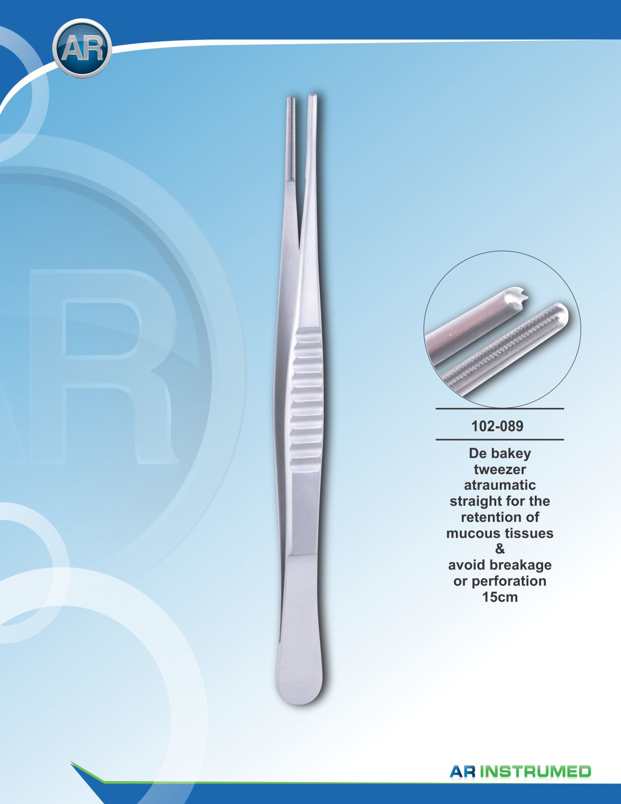 De Bakey Tweezer 15cm – AR Instrumed, Tweezers & Forceps