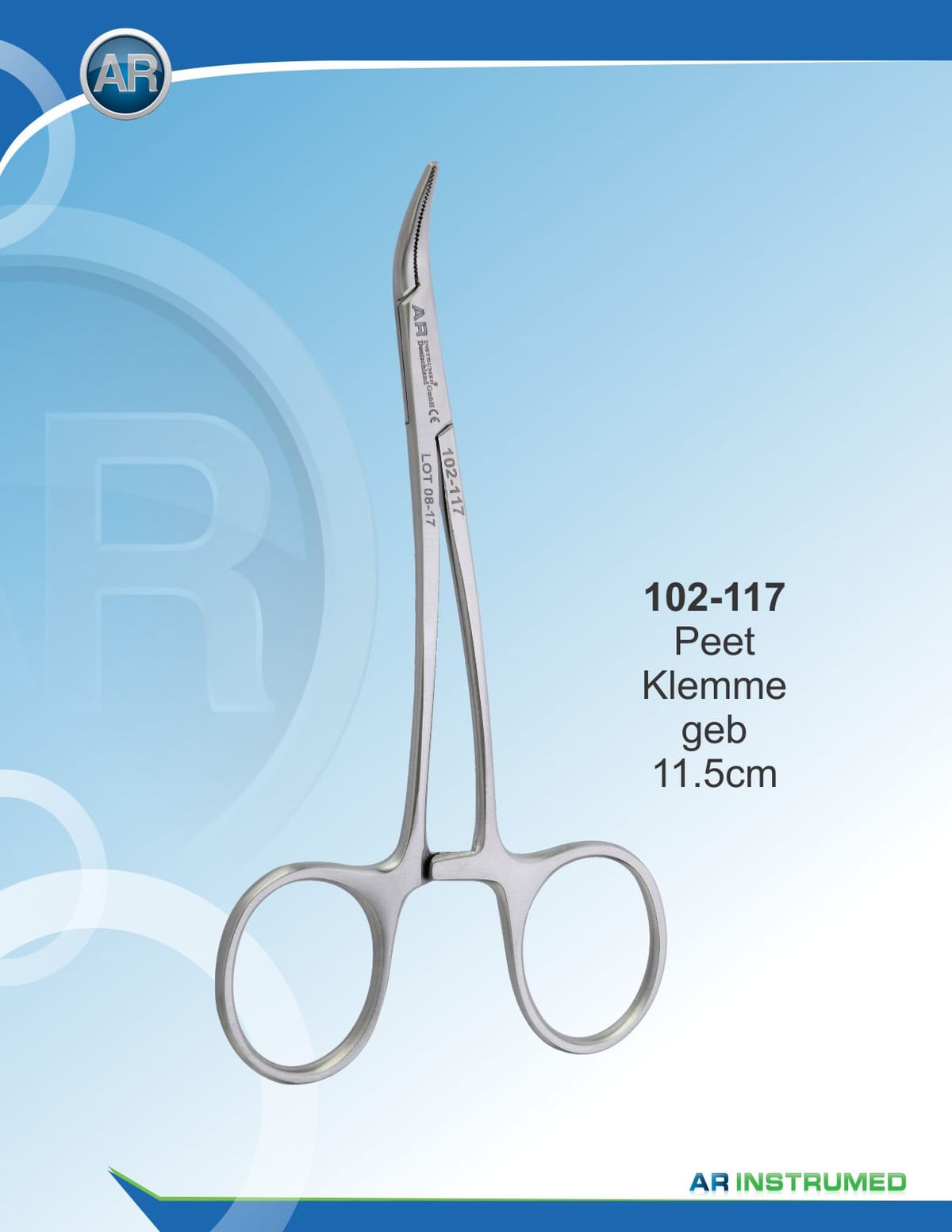 Peet Forceps Curved 11.5cm – AR Instrumed, Nahtmaterial