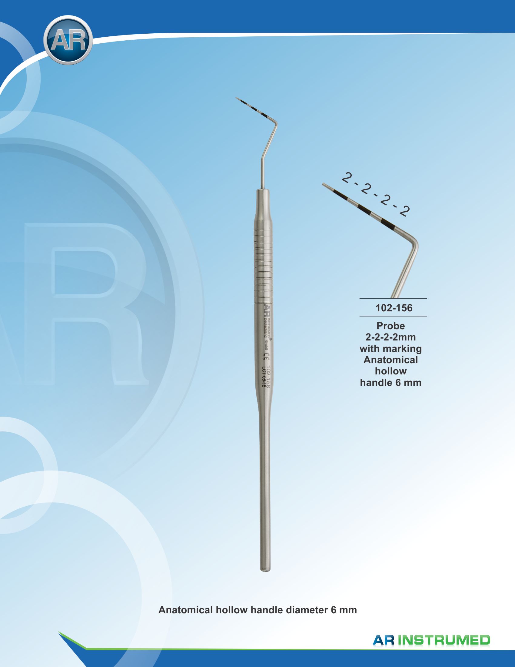 Probe 2-2-2-2mm with marking Solid Handle 6mm