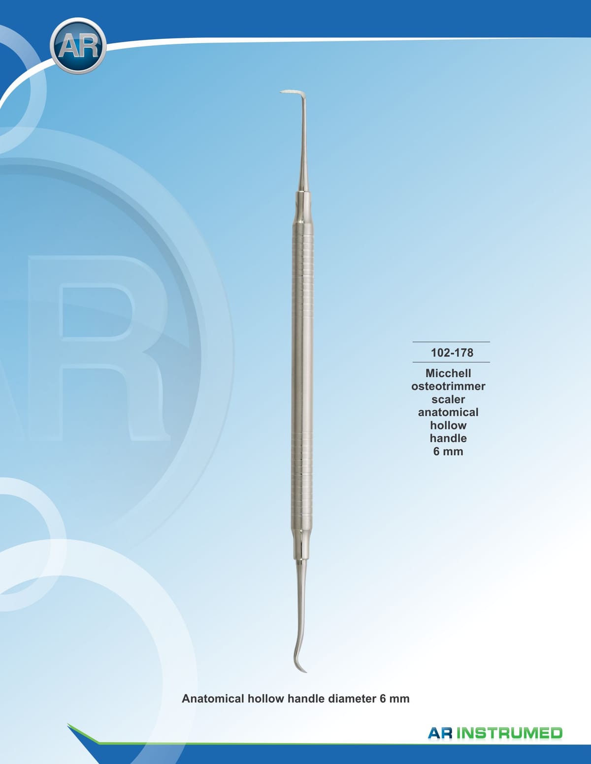 Mitchell Osteotrimmer Scaler Solid Handle 6mm – AR Instrumed, Periodontal Surgery