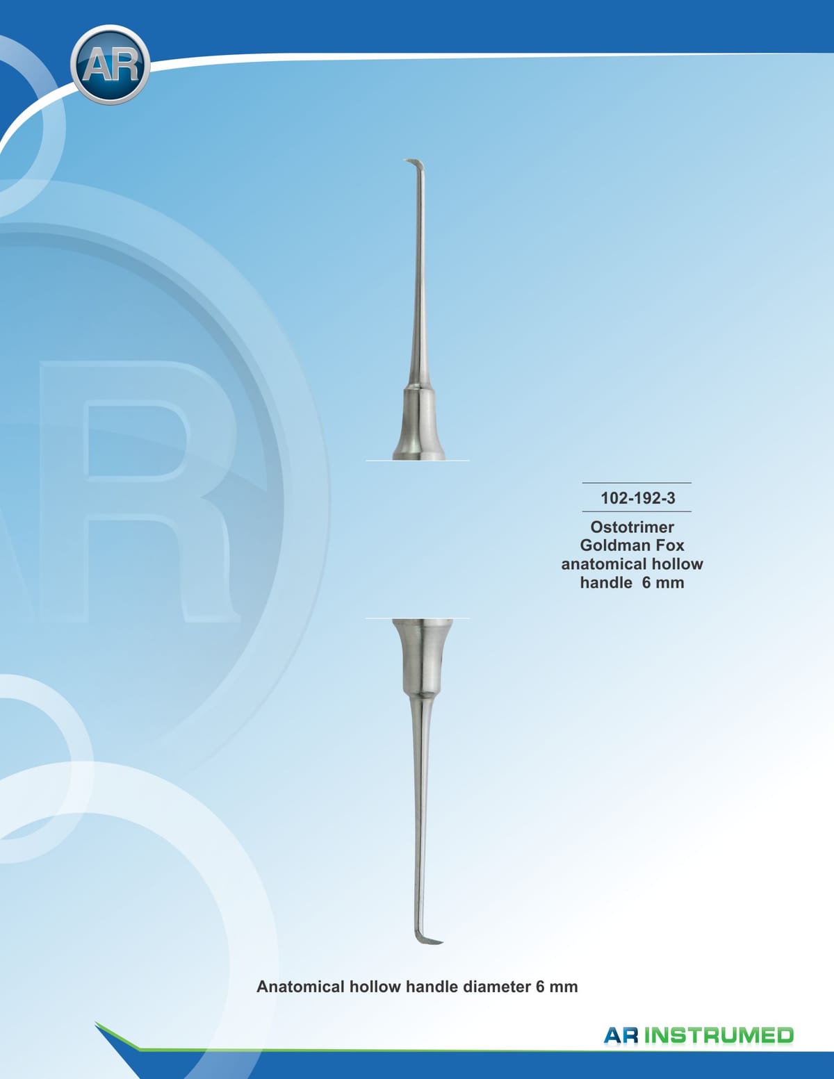 Ostotrimer Goldman Fox Solid Handle 6mm – AR Instrumed, Periodontal Surgery