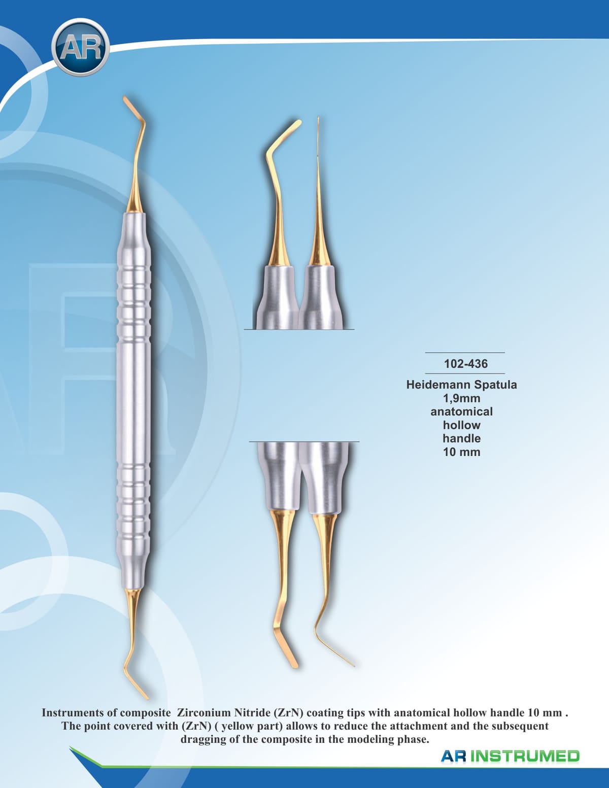 Heidemann Spatula 2.0mm 17.5cm Solid Handle 6mm – AR Instrumed, Dental Laboratory Instruments