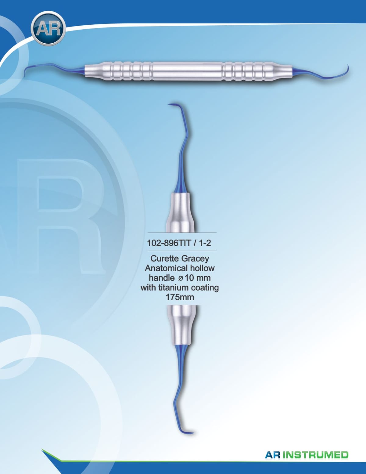 Curette Gracey with Titanium Coating 175mm 1-2 – AR Instrumed, Periodontal Surgery