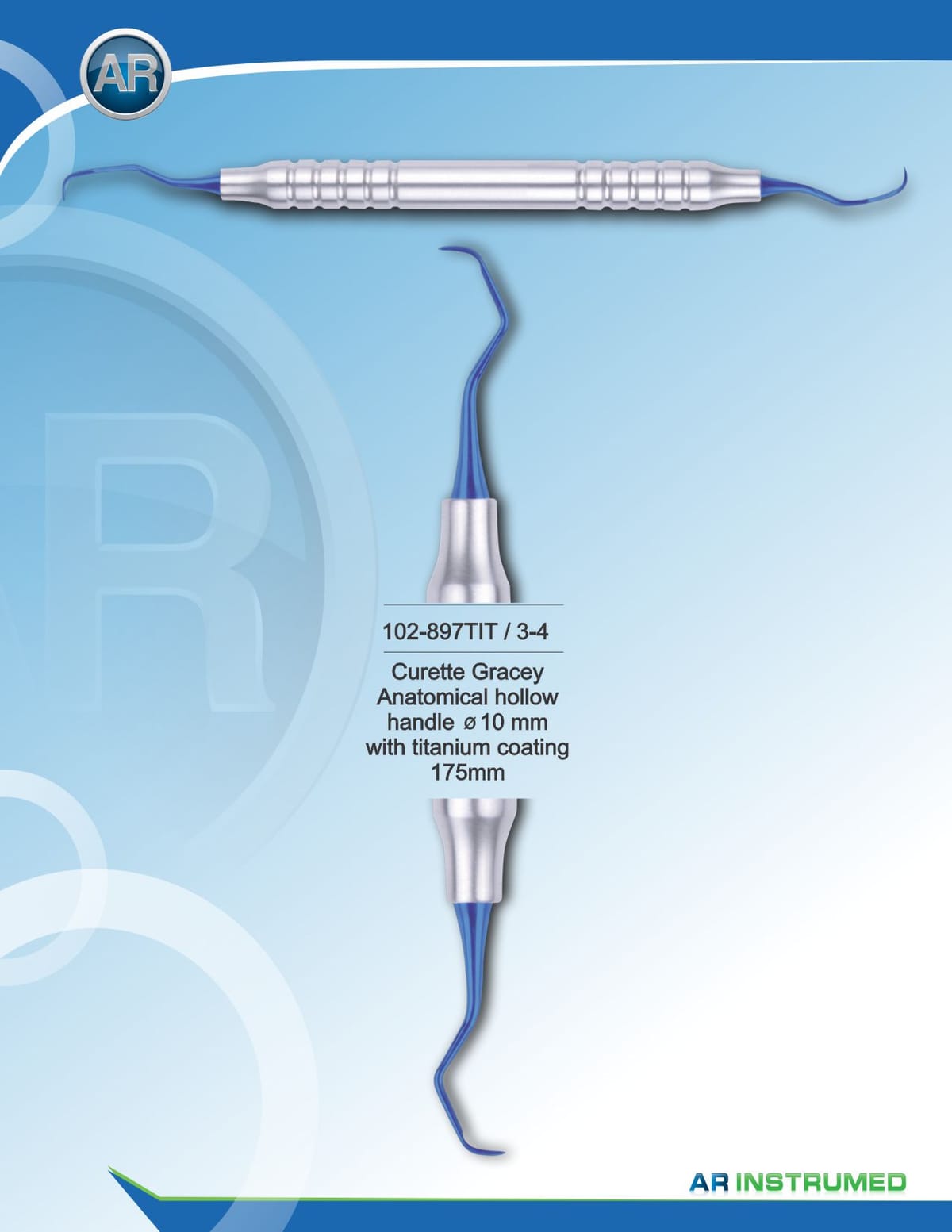 Curette Gracey with Titanium Coating 175mm 3-4 – AR Instrumed, PA-Chirurgie