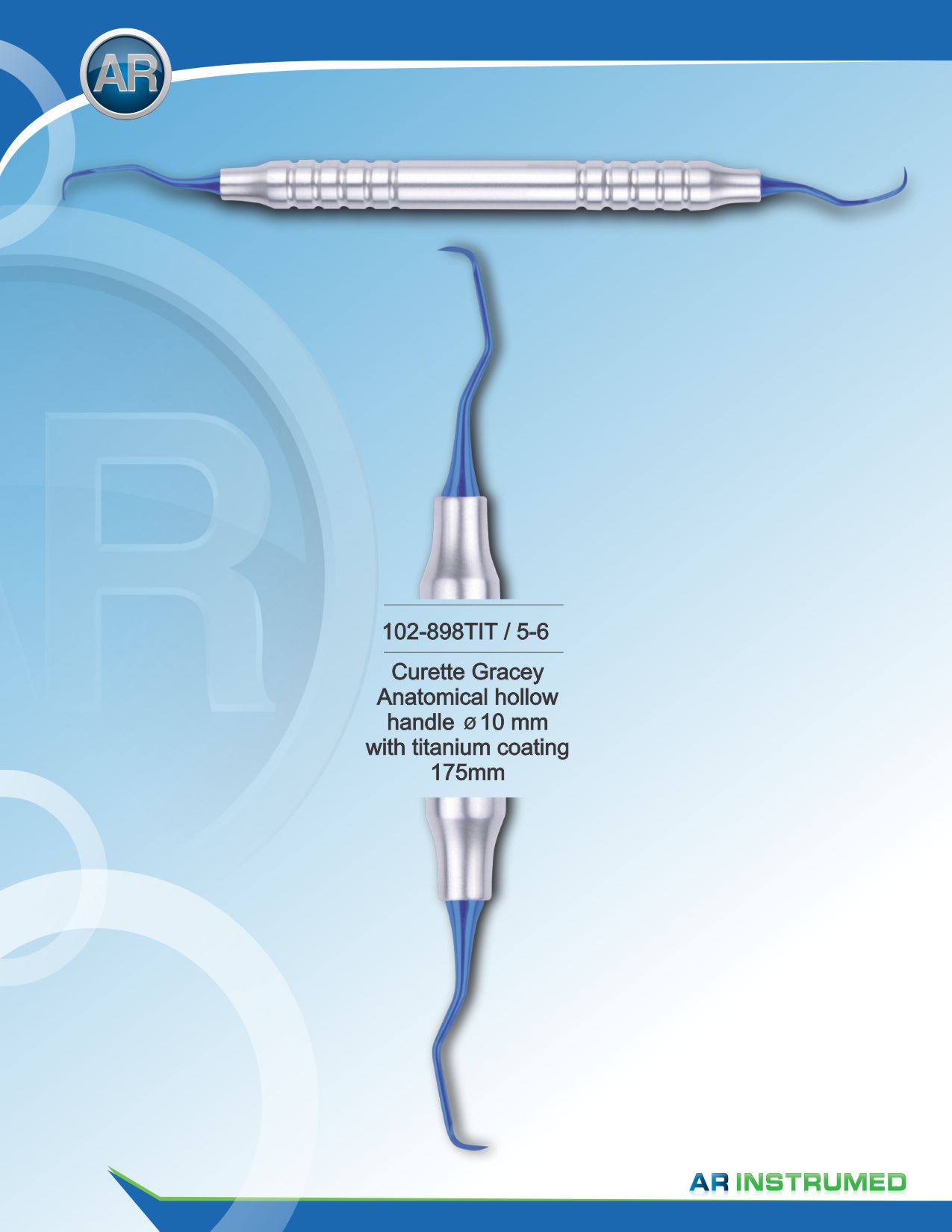 Curette Gracey with Titanium Coating 175mm 5-6 – AR Instrumed, Hygiene Instruments