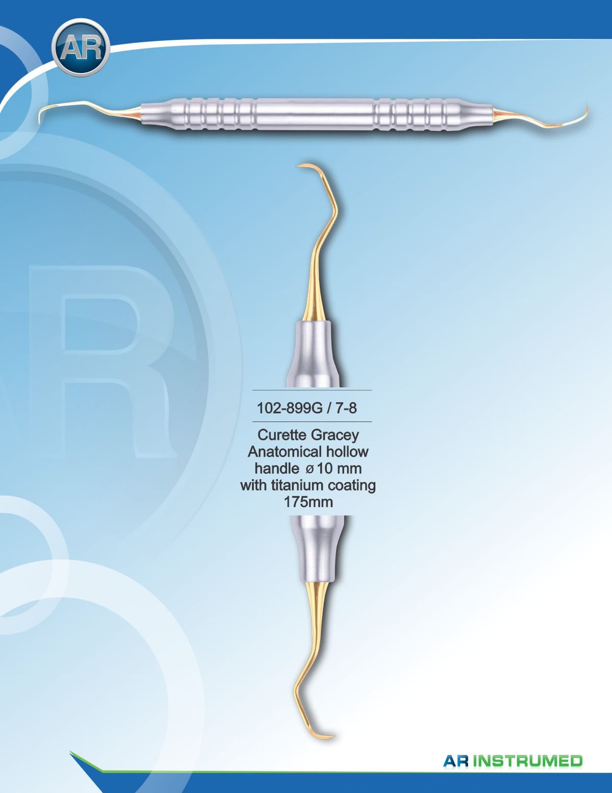 Curette Gracey with Titanium Coating 175mm 7-8 – AR Instrumed, Periodontal Surgery