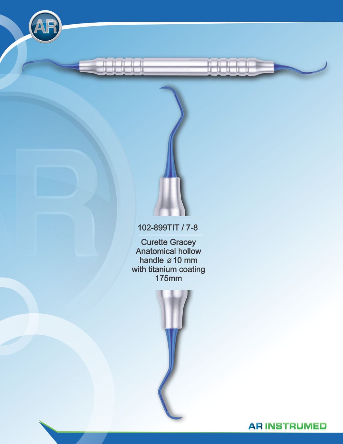 Curette Gracey with Titanium Coating 175mm 7-8 – AR Instrumed, Periodontal Surgery
