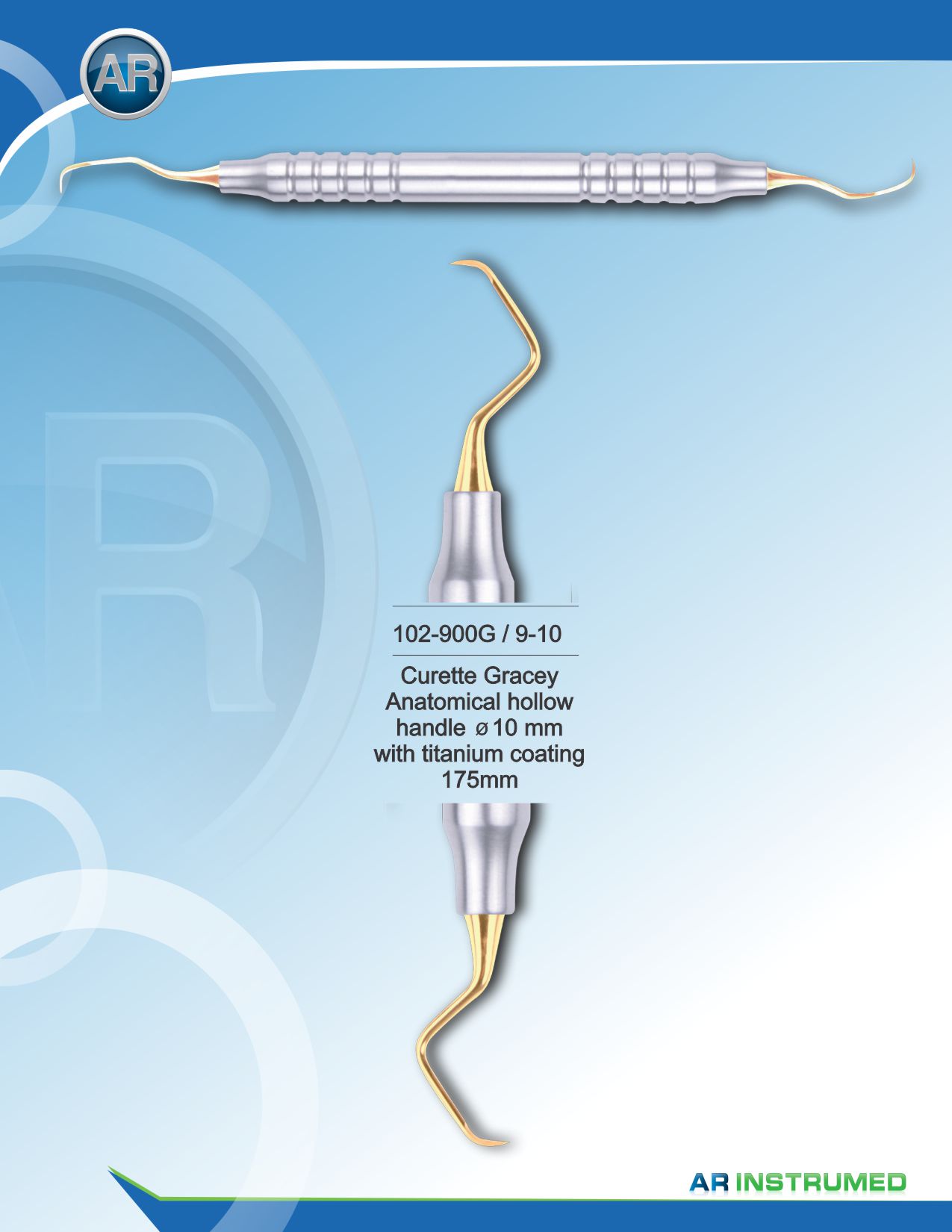 Curette Gracey with Titanium Coating 175mm 9-10