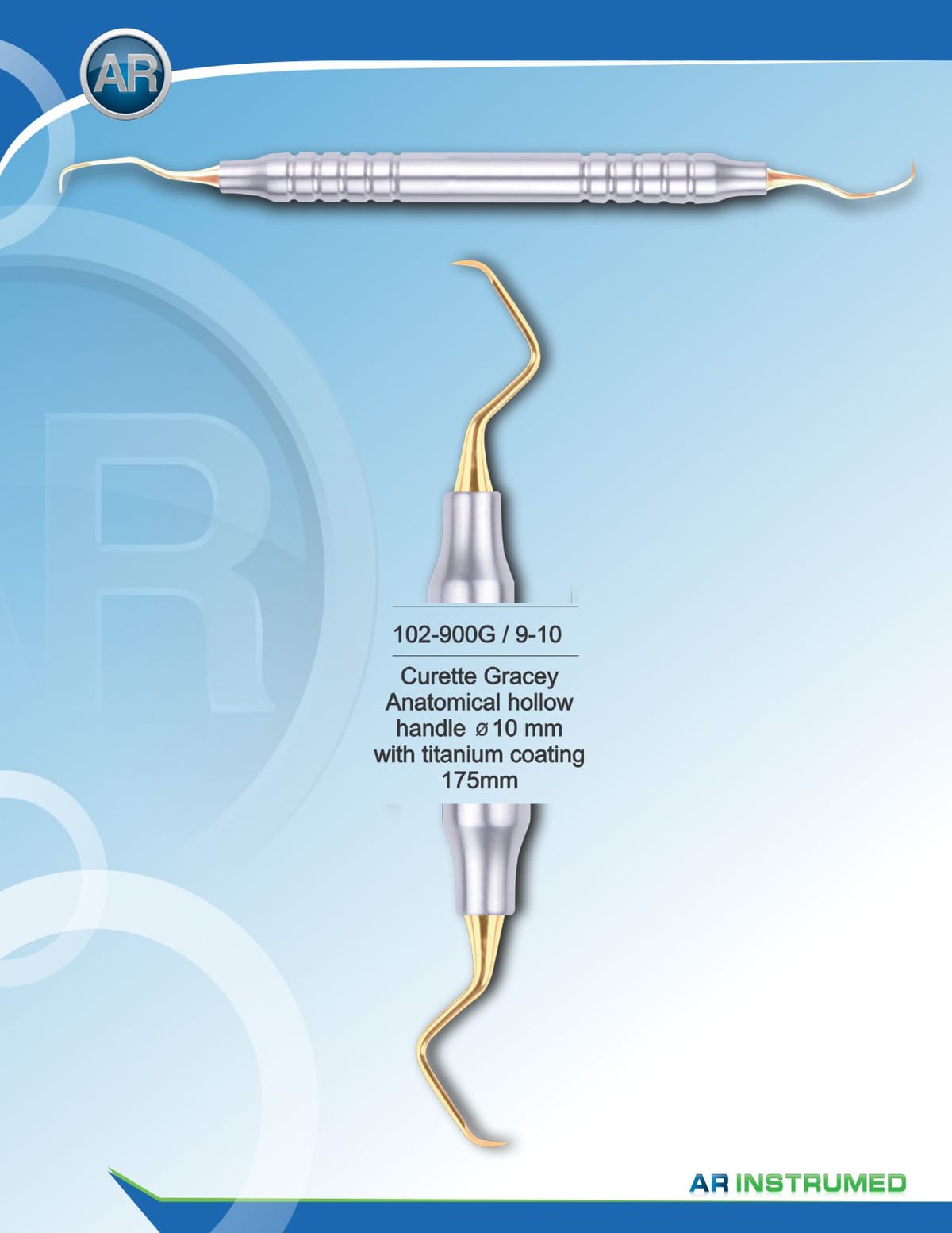 Curette Gracey with Titanium Coating 175mm 9-10 – AR Instrumed, Periodontal Surgery
