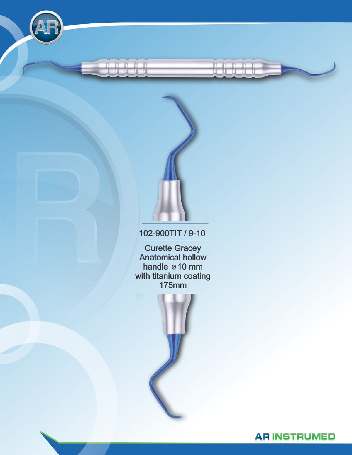 Curette Gracey with Titanium Coating 175mm 9-10 – AR Instrumed, Periodontal Surgery