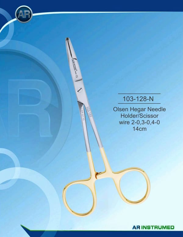 Olsen Hegar Needle Holder/Scissor wire 2-0,3-0,4-0 14cm