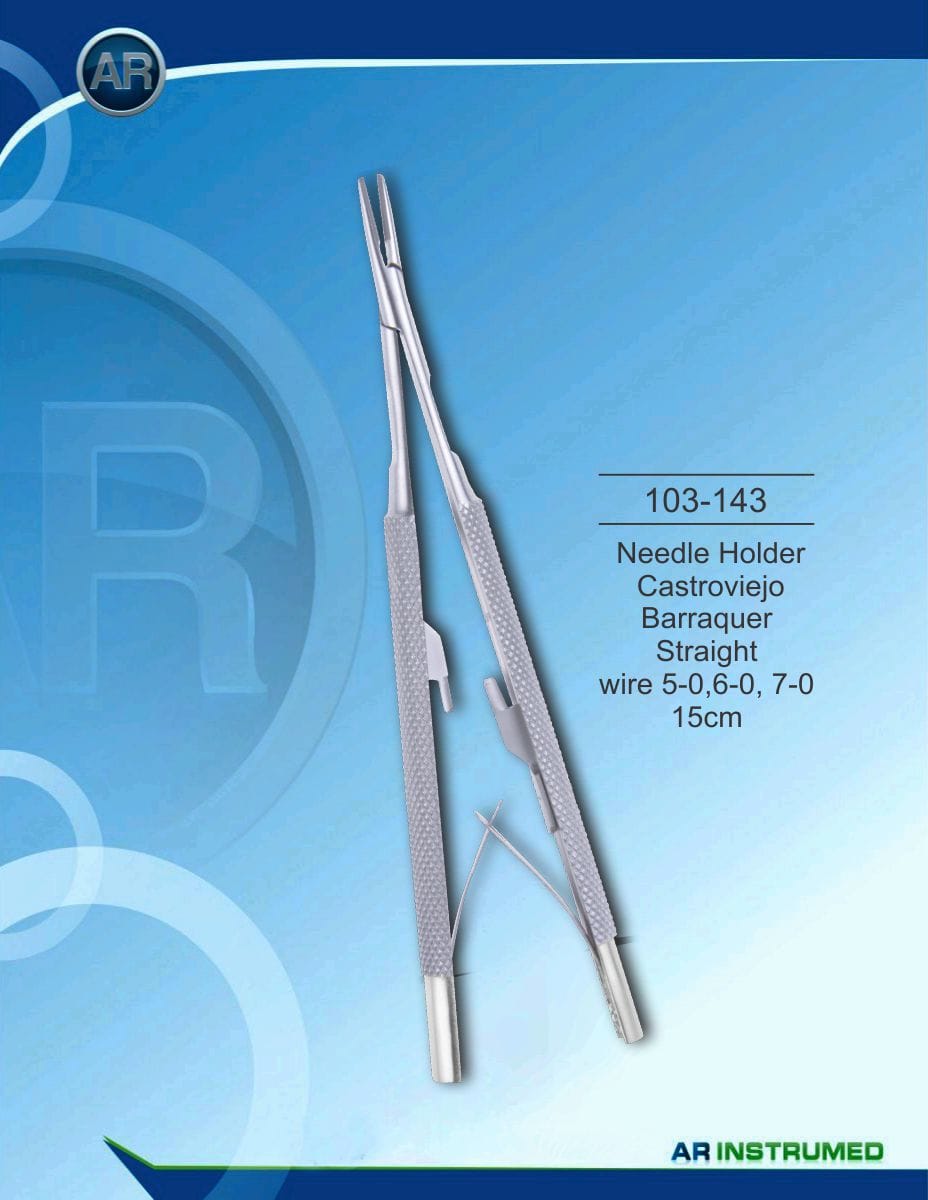 Needle Holder Castroviejo Barraquer Straight wire 5-0,6-0, 7-0 15cm – AR Instrumed, Surgical Instruments