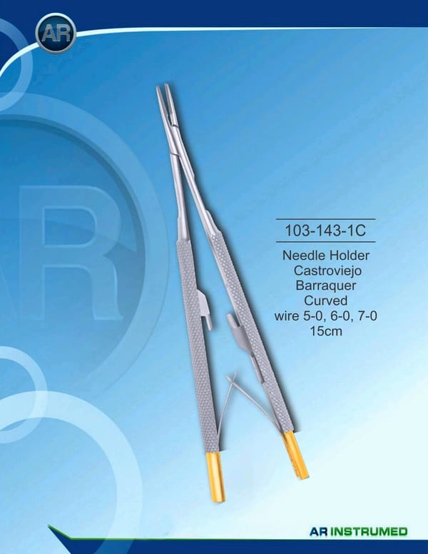 Needle Holder Castroviejo Barraquer Curved wire 5-0, 6-0, 7-0 15cm