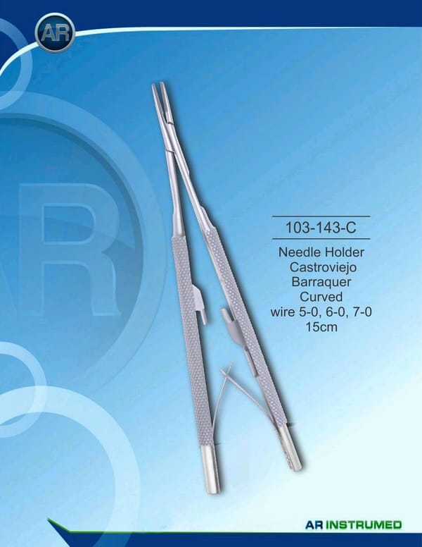 Needle Holder Castroviejo Barraquer Curved wire 5-0, 6-0, 7-0 15cm