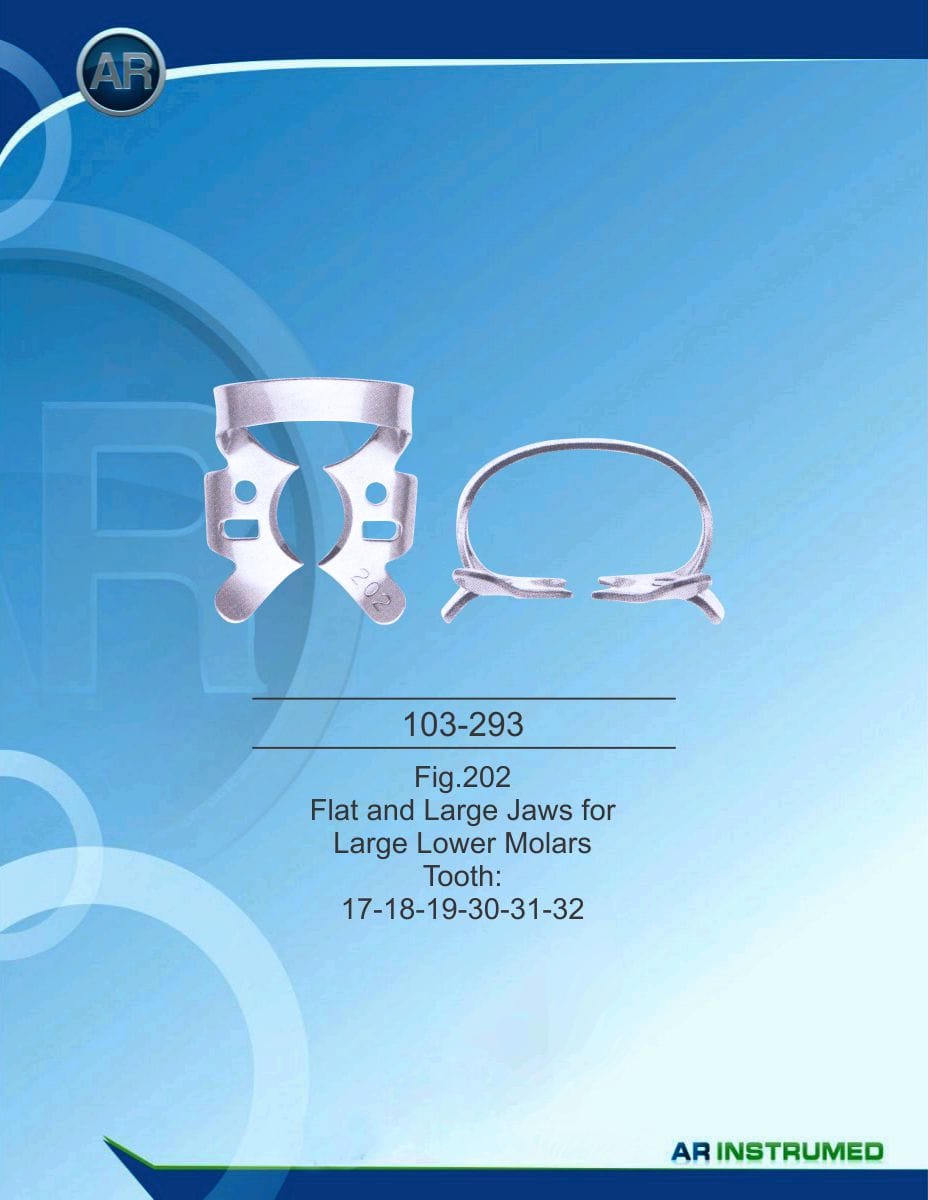 Fig.202 Flat and Large Jaws for Large Lower Molars Tooth 17-18-19-30-31-32 – AR Instrumed, Kofferdamklammern