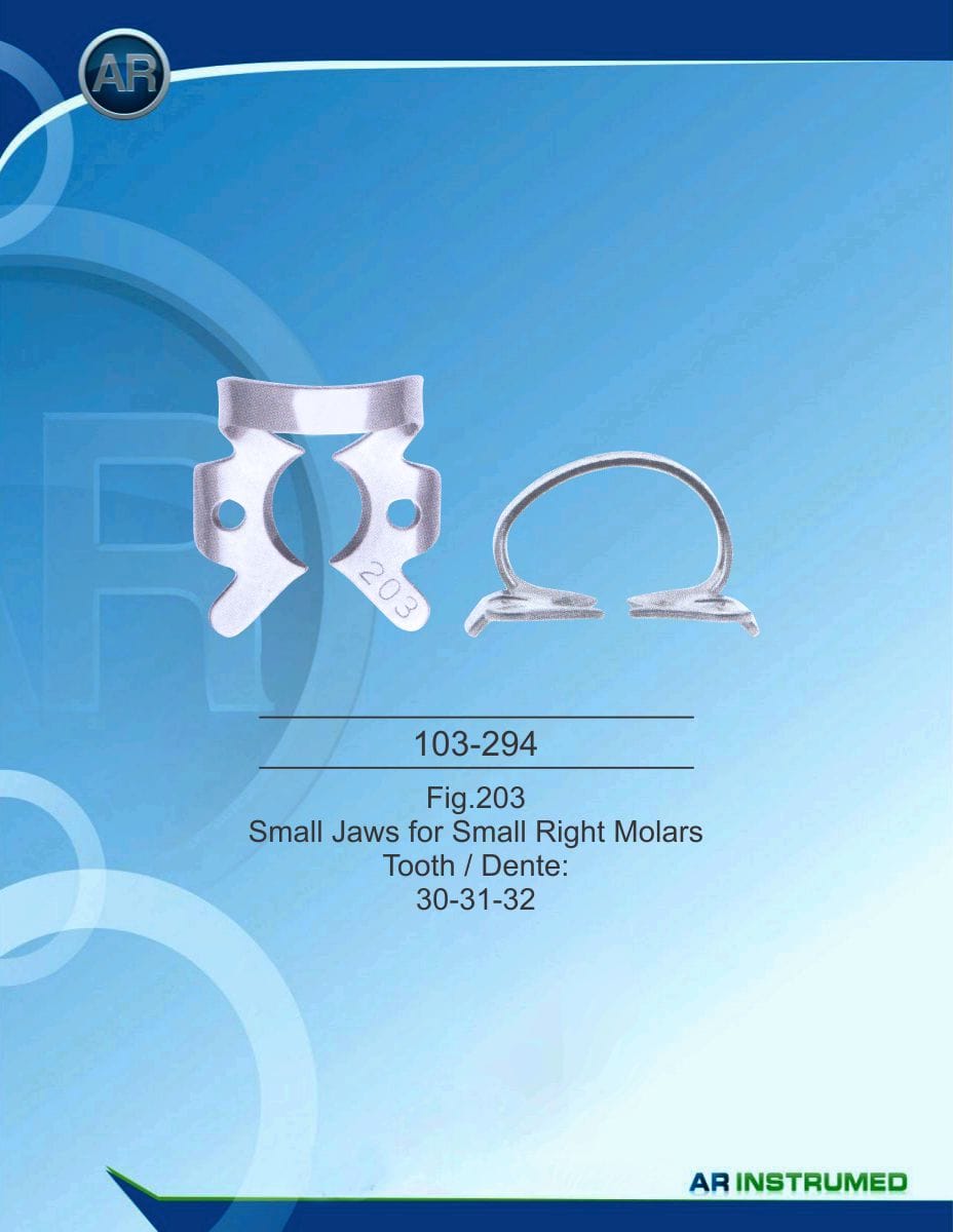 Fig.203 Small Jaws for Small Right Molars Tooth/Dente 30-31-32 – AR Instrumed, Kofferdamklammern