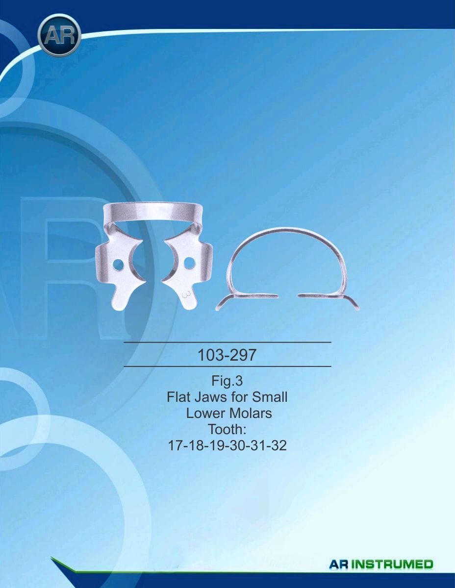 Fig.3 Flat Jaws for Small Lower Molars Tooth 17-18-19-30-31-32 – AR Instrumed, Kofferdamklammern