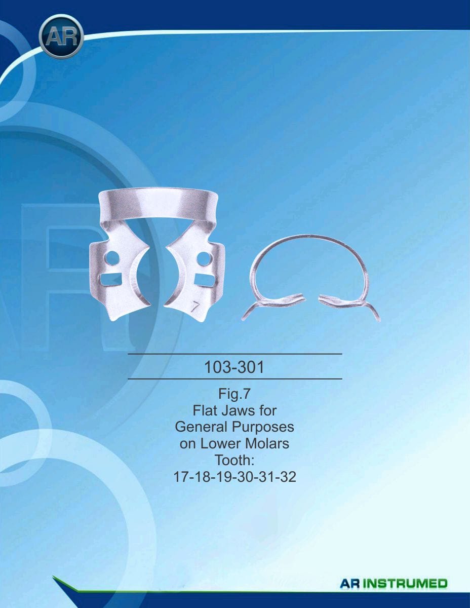 Flat Jaws for General Purposes On Lower Molars Tooth: 17-18-19-30-31-32 – AR Instrumed, Rubber Dam Clamps