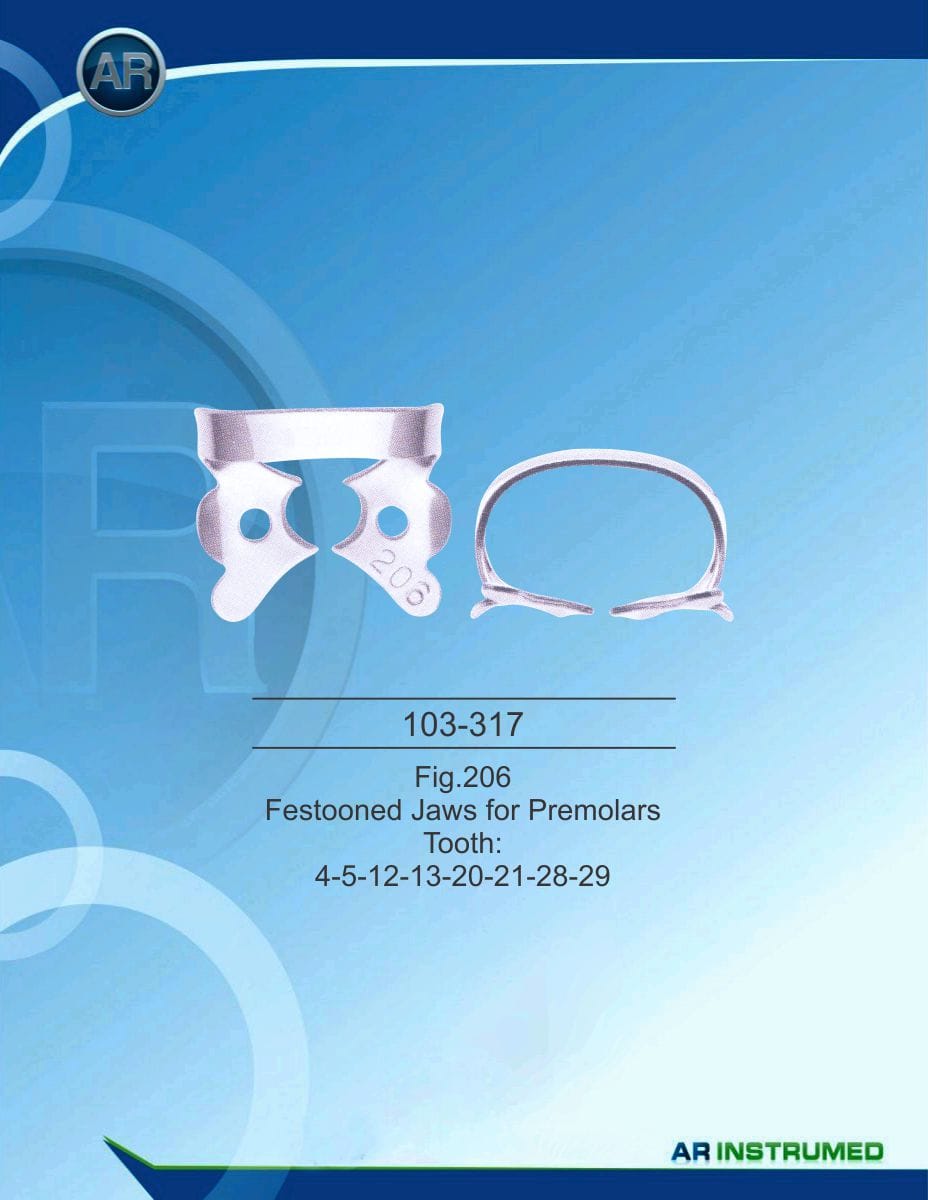Fig.206 Festooned Jaws for Premolars Tooth 4-5-12-13-20-21-28-29 – AR Instrumed, Rubber Dam Clamps