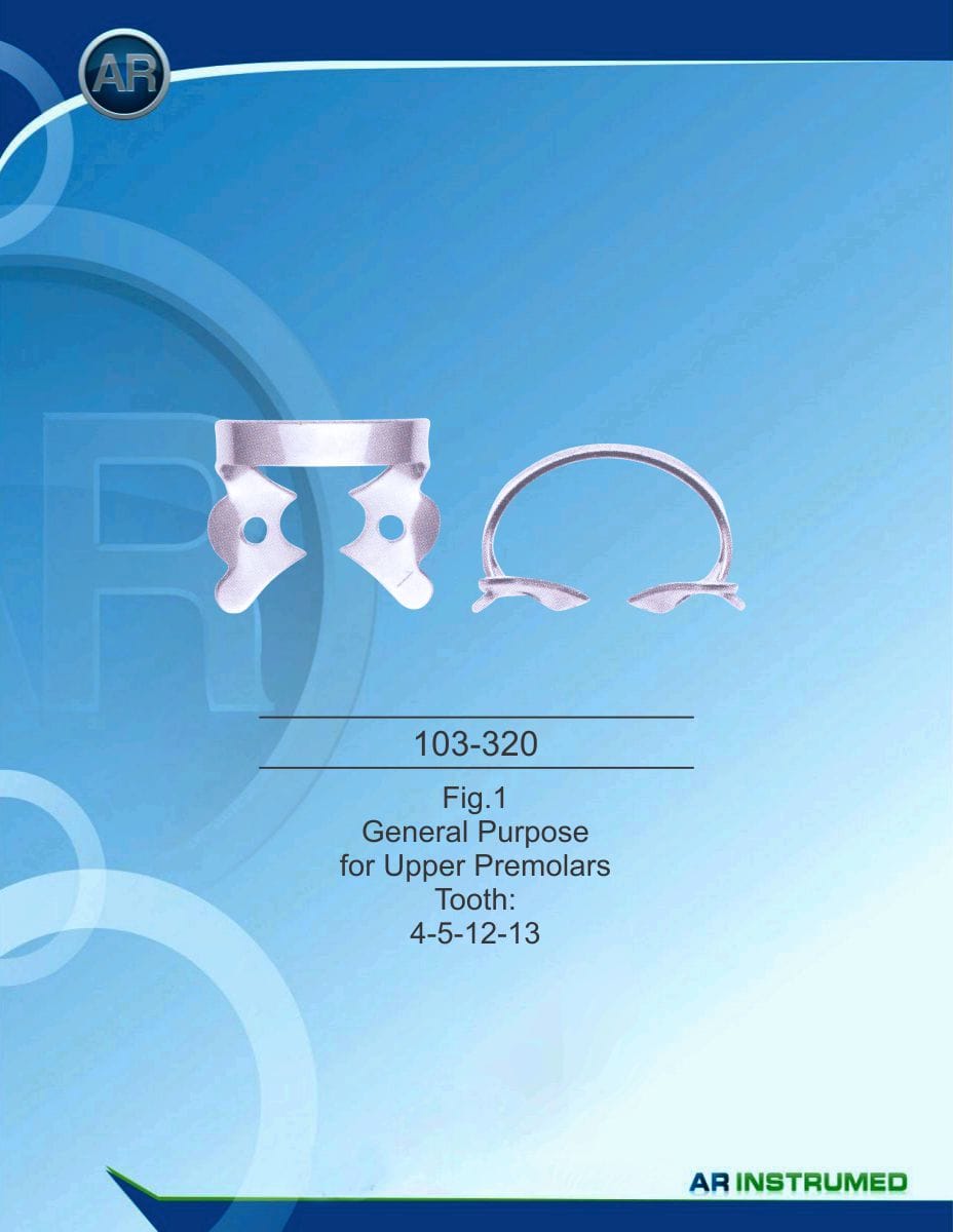 Fig.1 General Purpose for Upper Premolars Tooth 4-5-12-13 – AR Instrumed, Kofferdamklammern