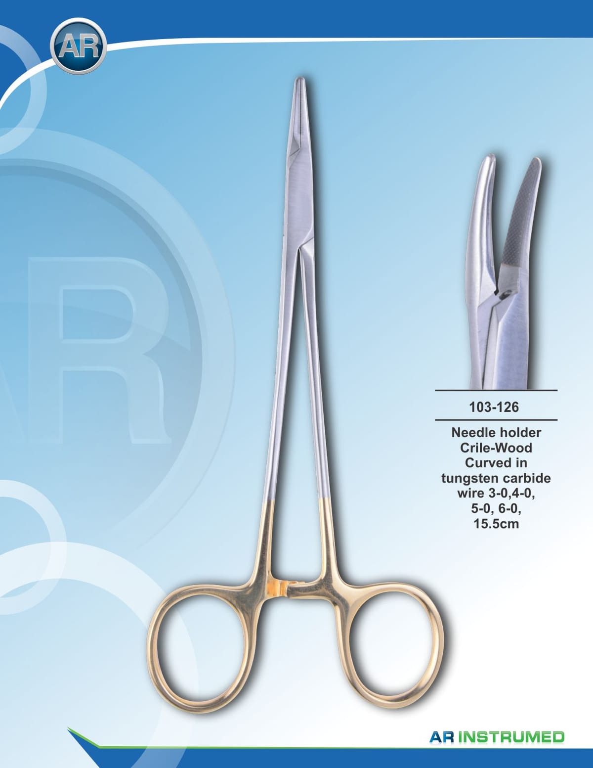 Crile Needle Holder Curved 15cm – AR Instrumed, Chirurgische Instrumente