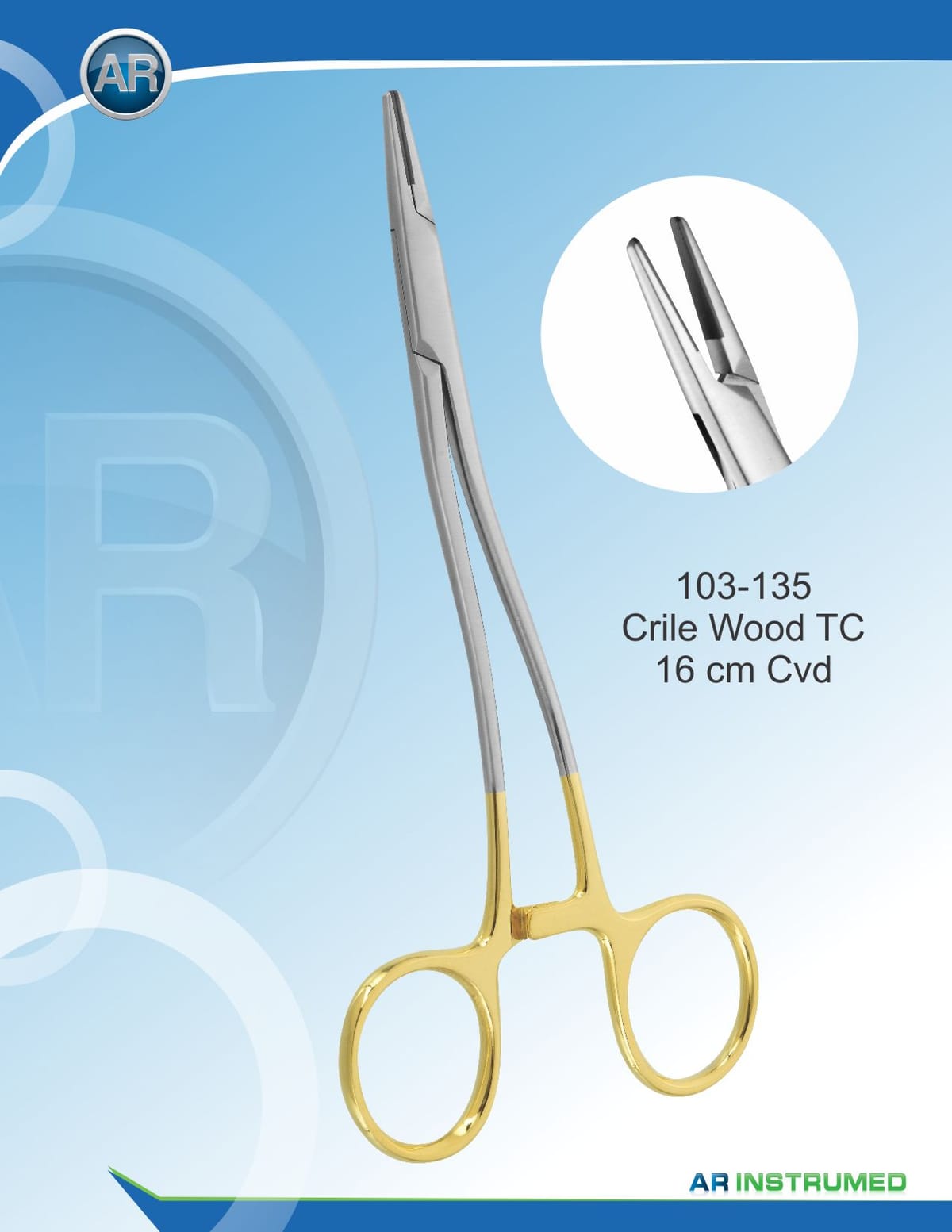 Needle holder Crile Wood TC – AR Instrumed, Chirurgische Instrumente