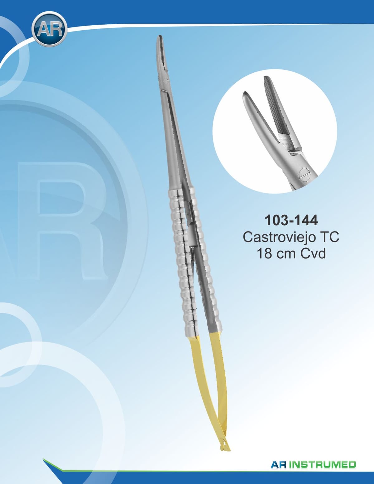 Needle Holder Castroviejo Curved wire 5-0,6-0,7-0 18cm – AR Instrumed, Surgical Instruments